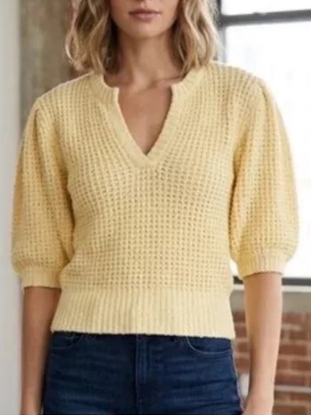 JOEโS JEANS YELLOW KNIT HALF SLEEVE TOP XXL